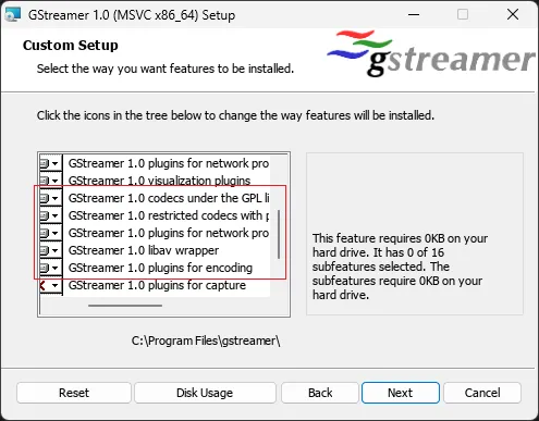 The GStreamer Windows installer.