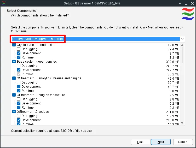 The GStreamer Windows installer.