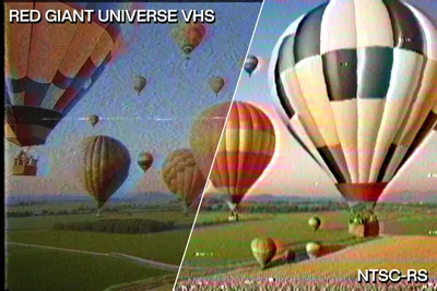 Side-by-side comparison between Red Giant Universe VHS and ntsc-rs